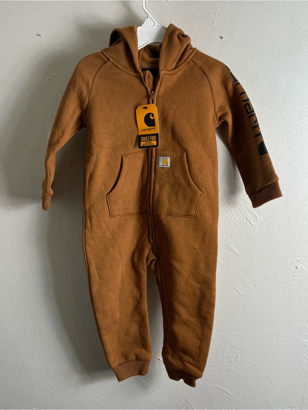Carhartt Long Sleeve Fleece Zip Front Hooded Coveralls Baby Size 12 Months NWT